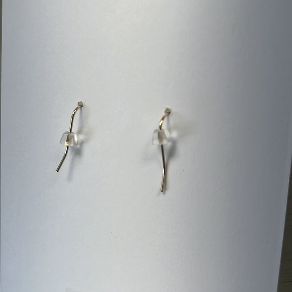NWT - Loft Sparkle Pull Through Earrings, Gold / Peach - Picture 4 of 8
